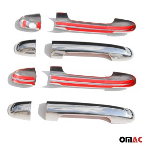 Hyundai Elantra Door Handle Cover - Omac - S.Steel - Gloss Silver - '07-'10